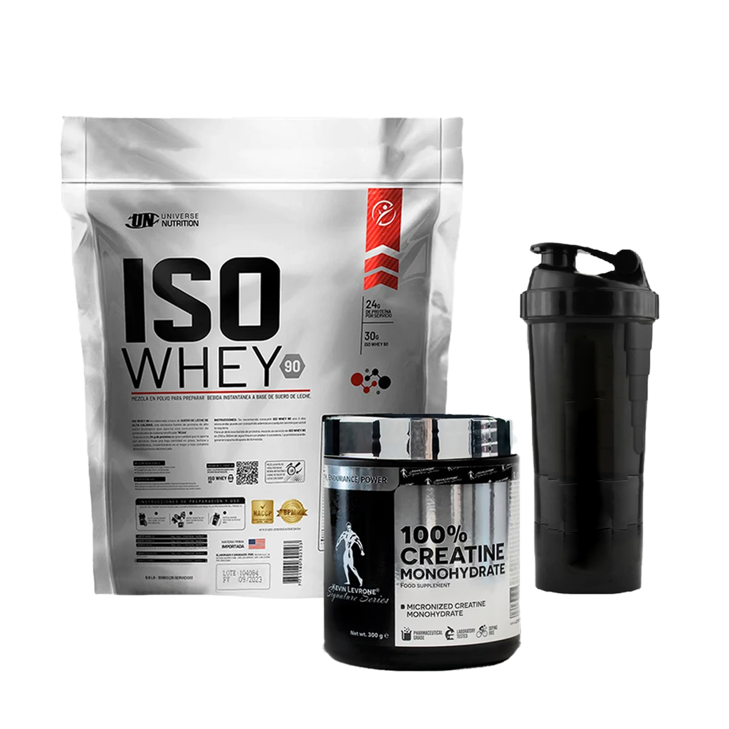 PACK Proteína Iso Whey UN + Creatina Kevin Levrone + Shaker