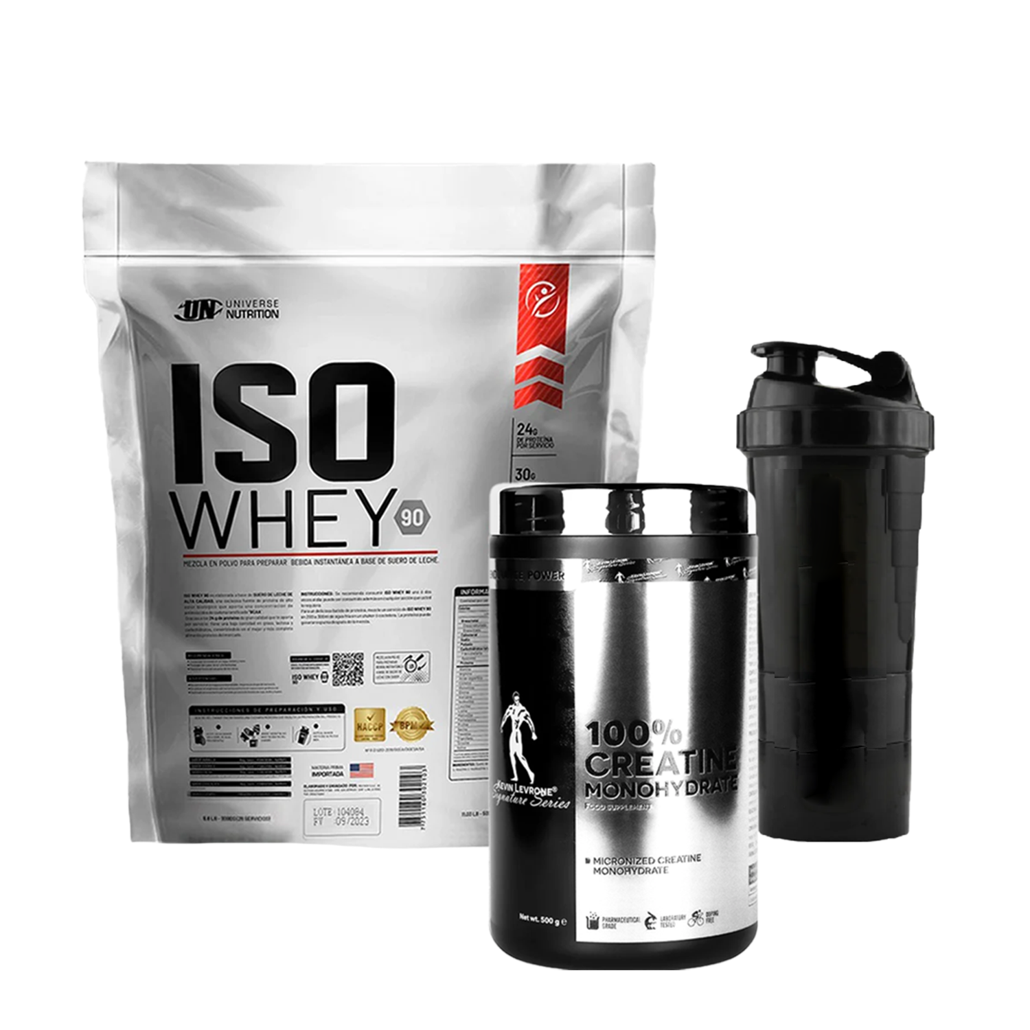 PACK Proteína Iso Whey UN + Creatina Kevin Levrone + Shaker