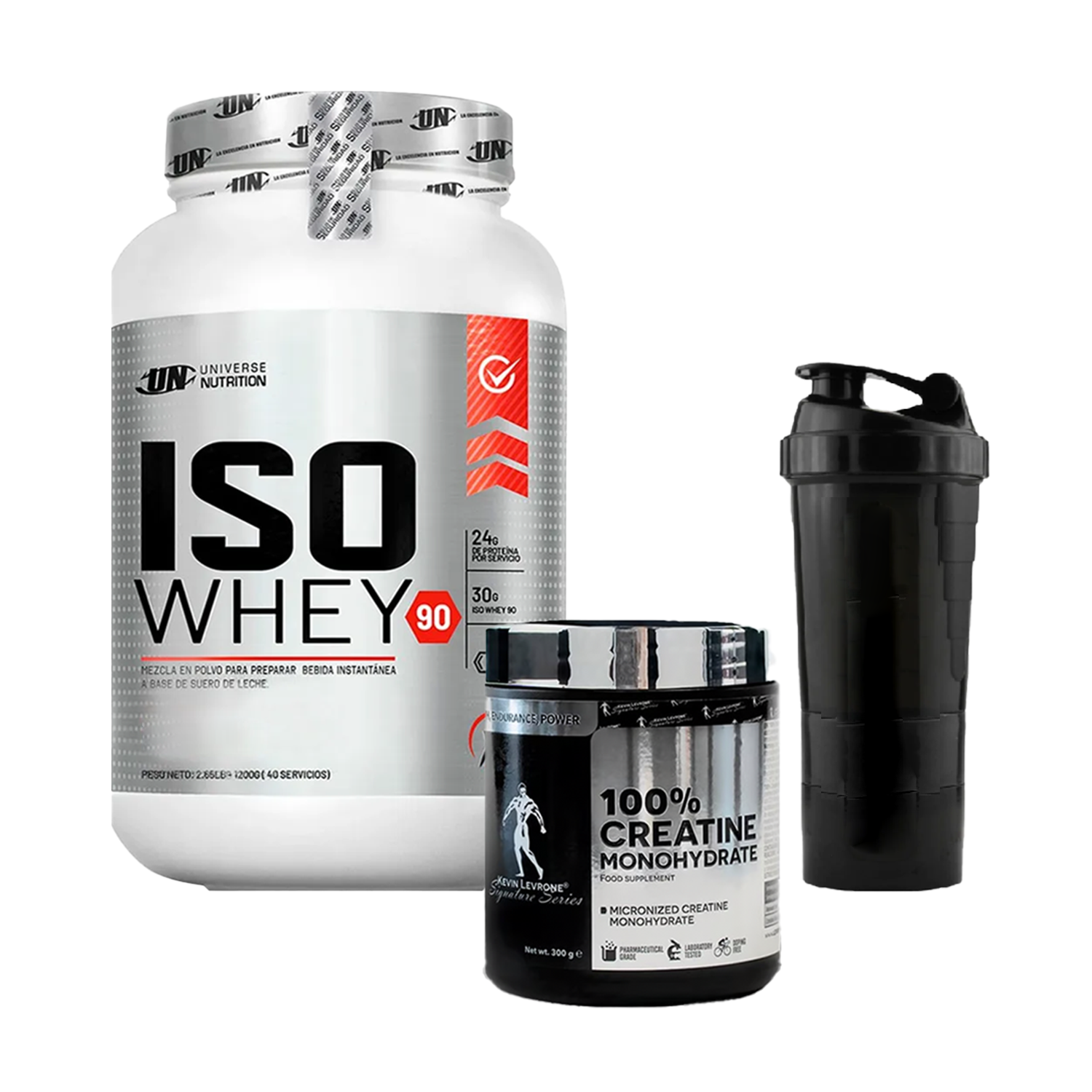 PACK Proteína Iso Whey UN + Creatina Kevin Levrone + Shaker