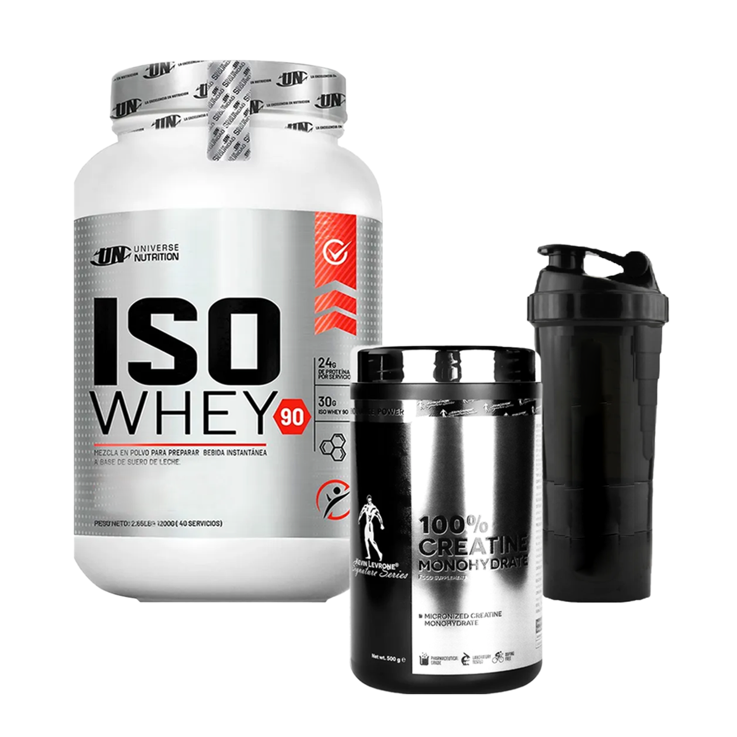 PACK Proteína Iso Whey UN + Creatina Kevin Levrone + Shaker