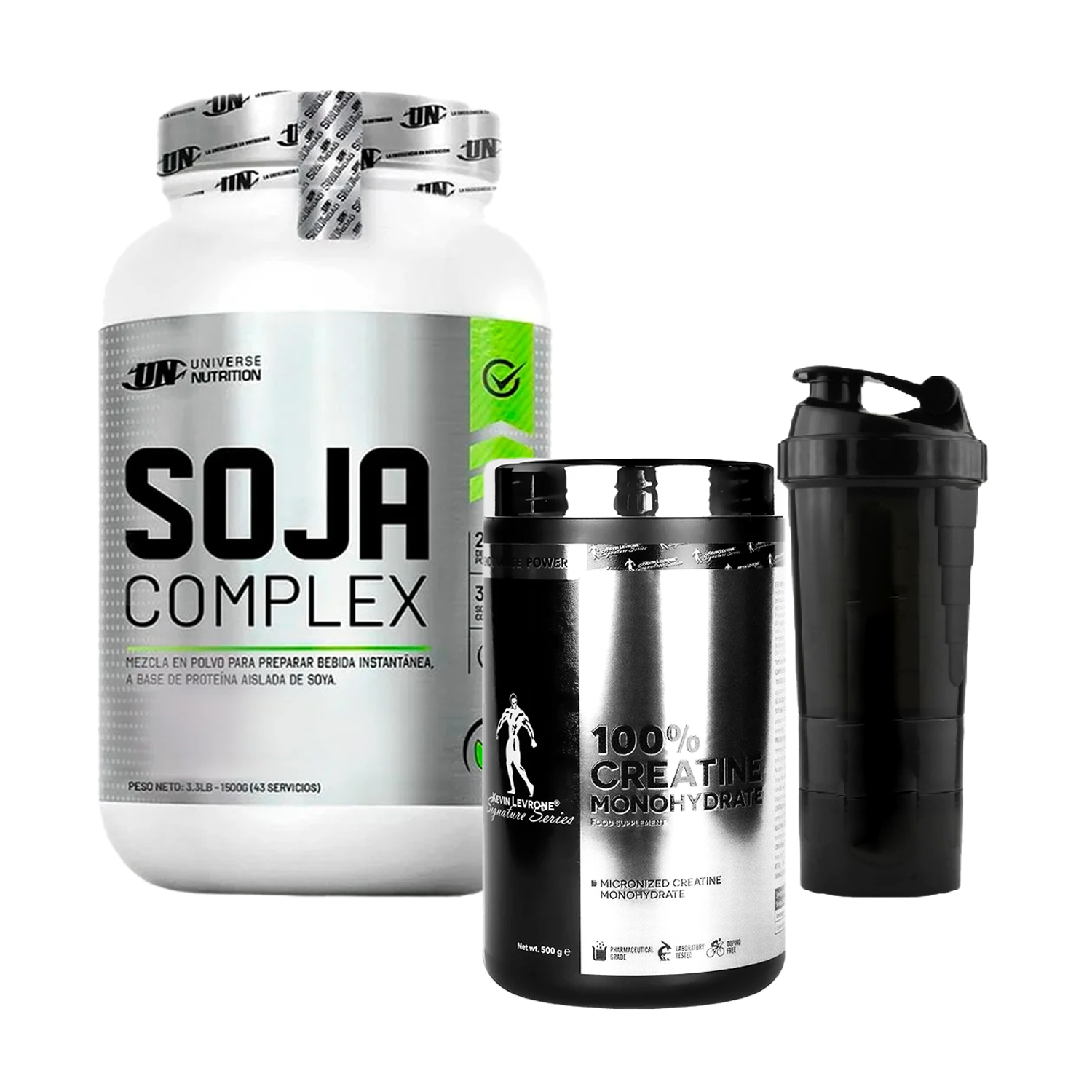 PACK Proteína Soja Complex UN + Creatina Kevin Levrone + Shaker