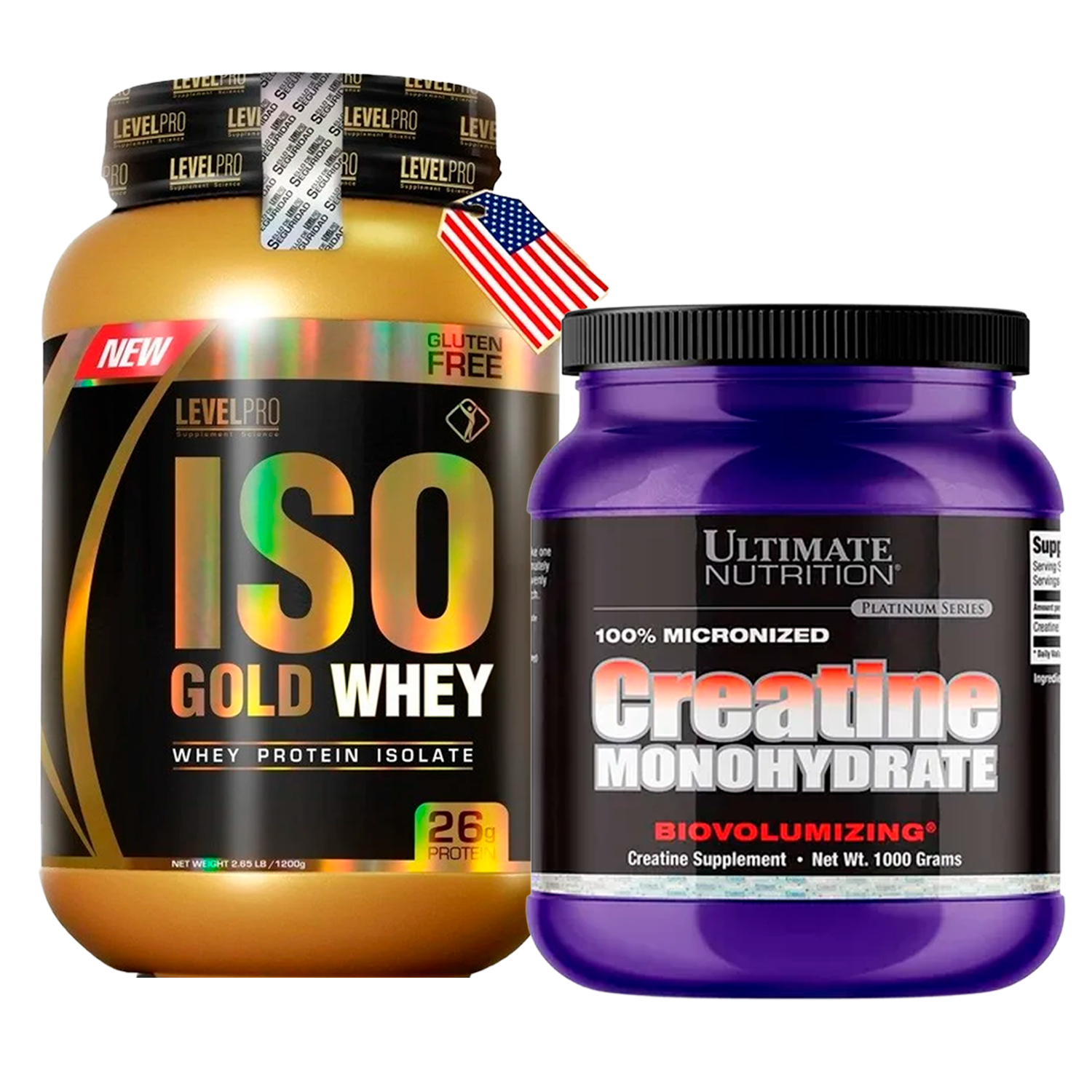 PACK Iso Gold Whey Level Pro + Creatina Ultimate Nutrition