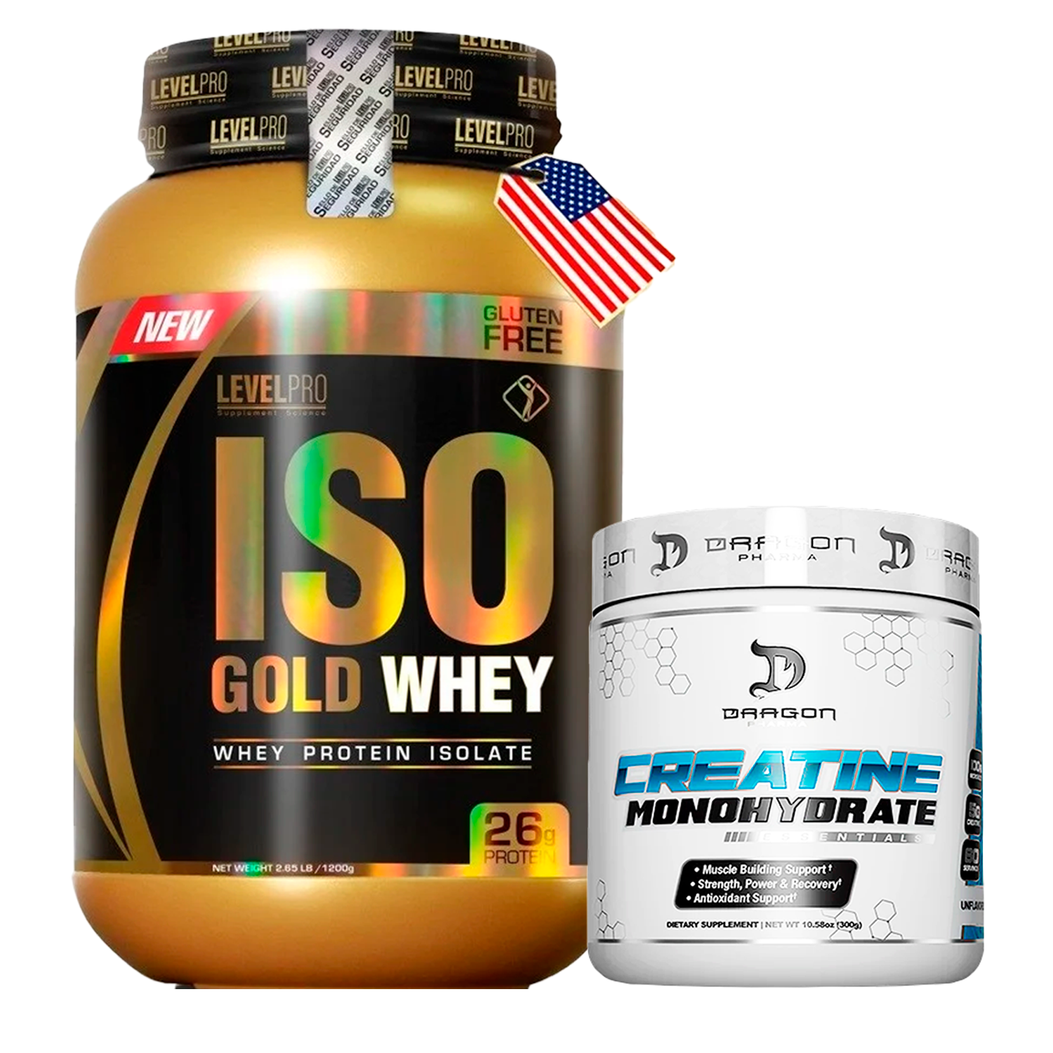 PACK Iso Gold Whey Level Pro + Creatina Dragon Pharma