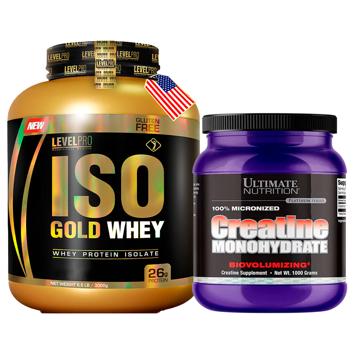PACK Iso Gold Whey Level Pro + Creatina Ultimate Nutrition
