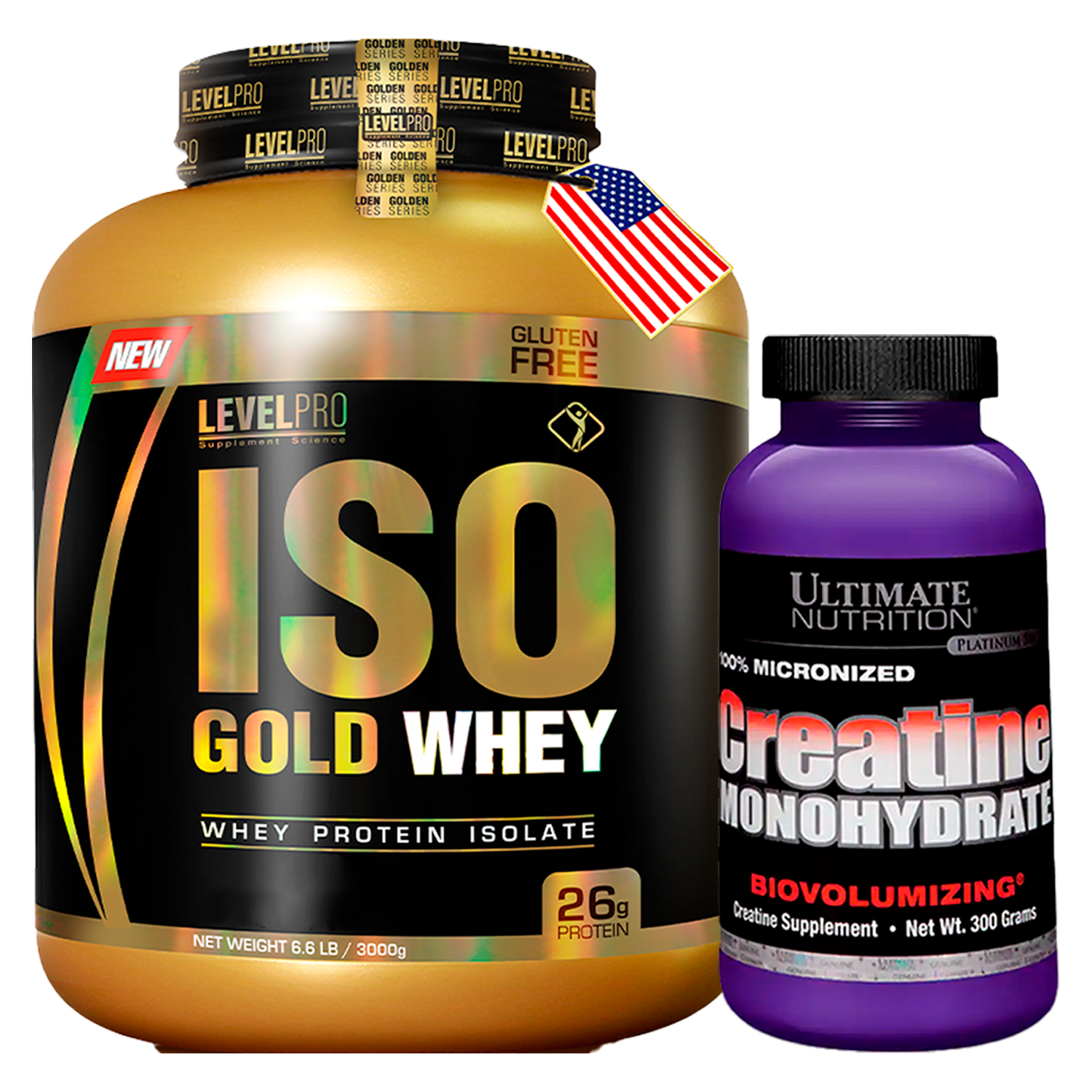 PACK Iso Gold Whey Level Pro + Creatina Ultimate Nutrition