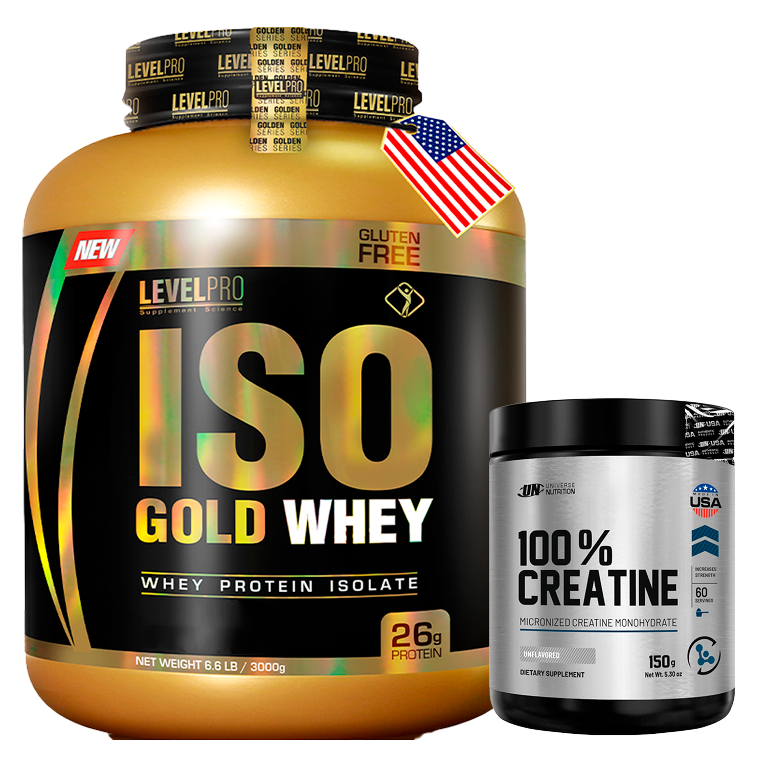 PACK Iso Gold Whey Level Pro + Creatina Monohidratada UN