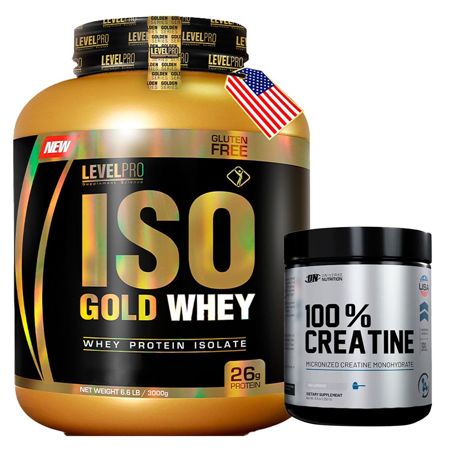 PACK Iso Gold Whey Level Pro + Creatina Monohidratada UN