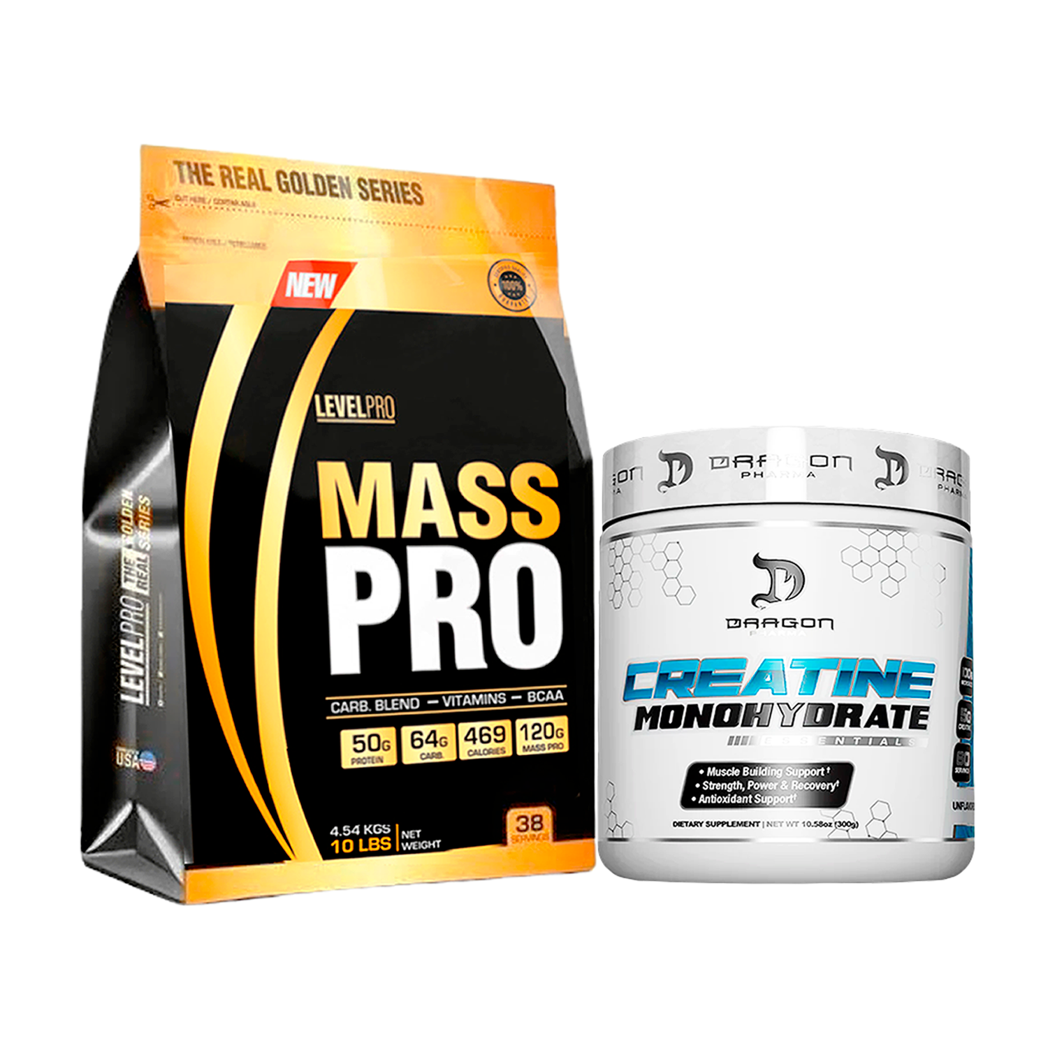PACK Mass Pro Level Pro + Creatina Dragon Pharma