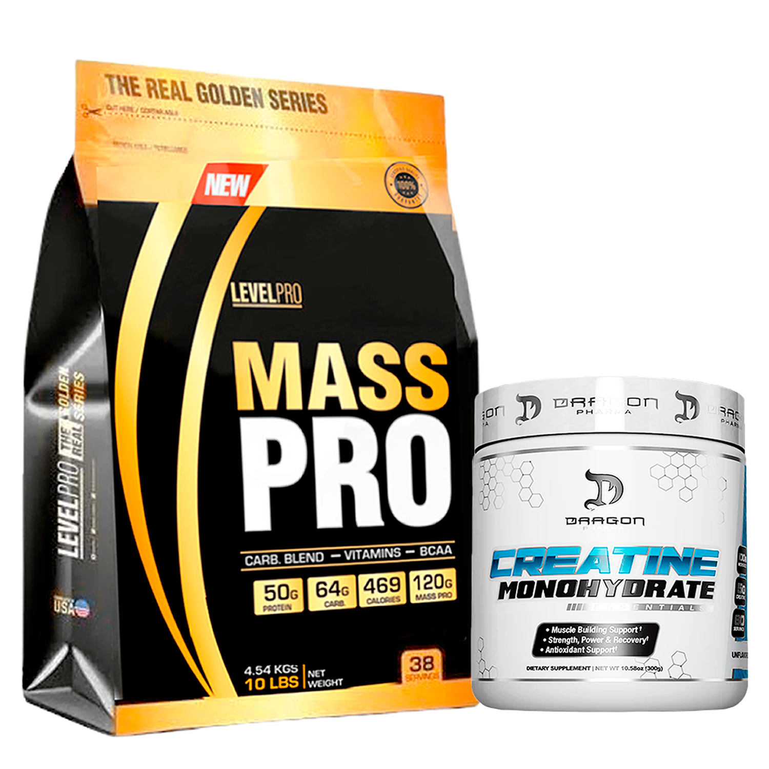 PACK Mass Pro Level Pro + Creatina Dragon Pharma