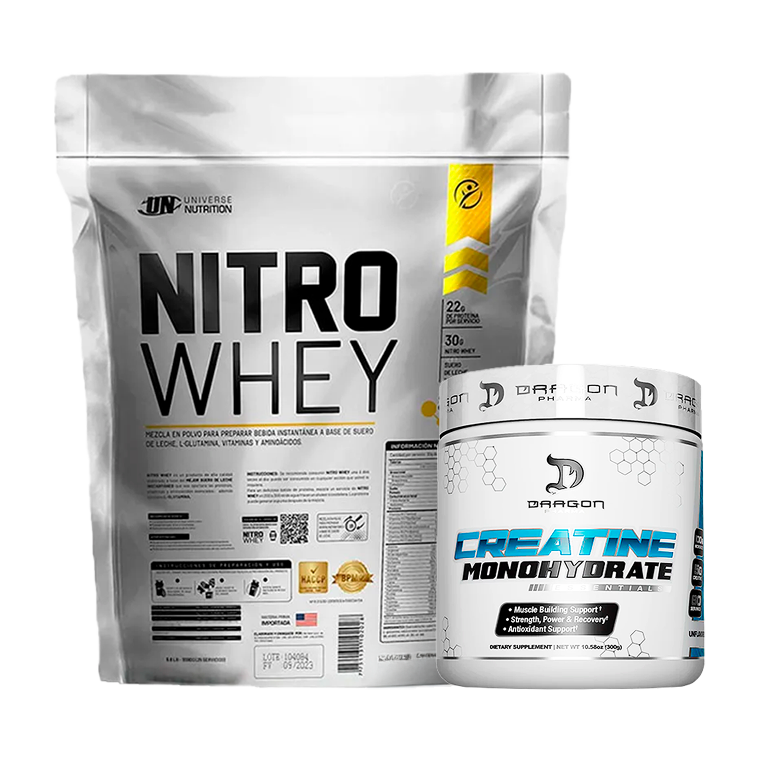 PACK Proteína Nitro Whey UN + Creatina Dragon Pharma