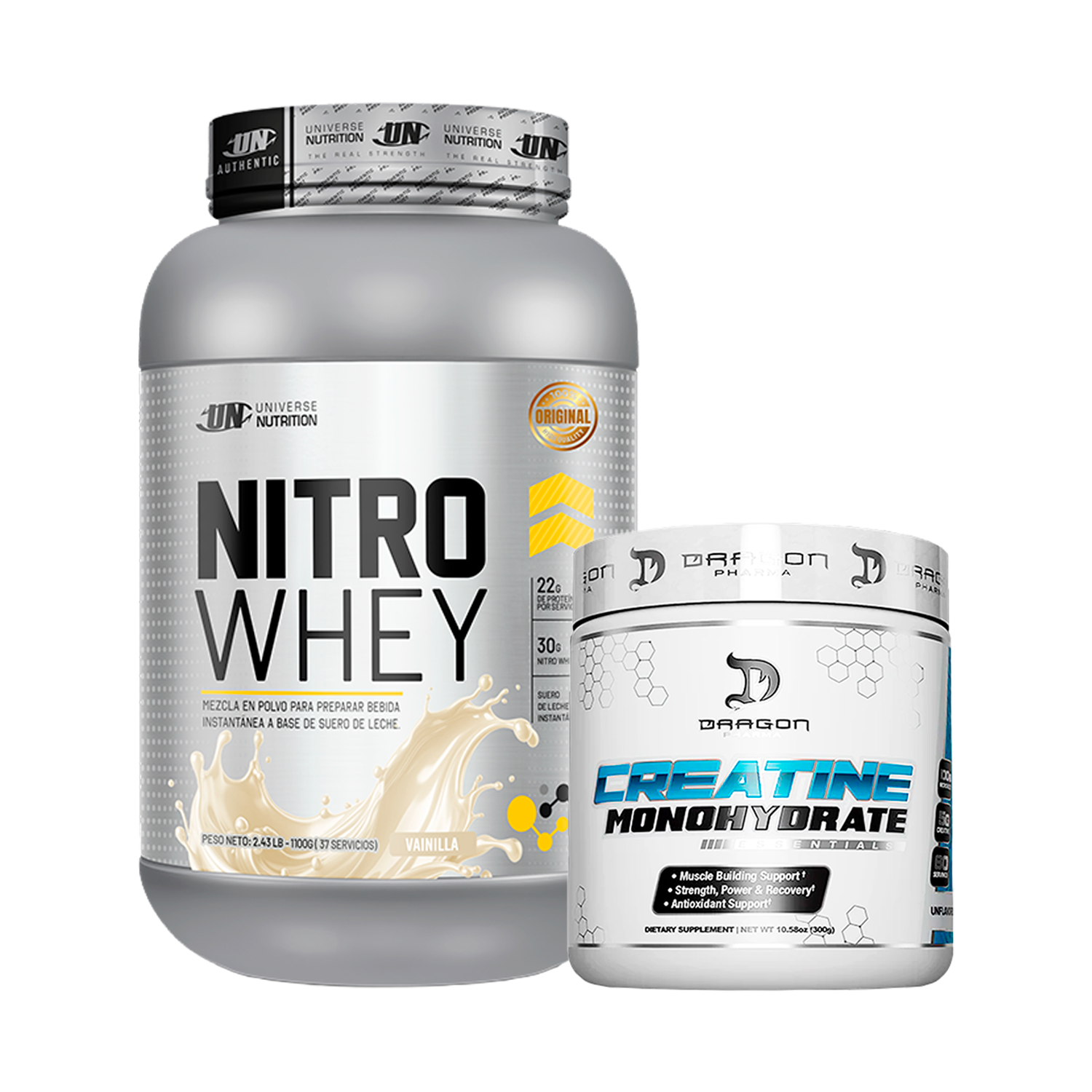 PACK Proteína Nitro Whey UN + Creatina Dragon Pharma