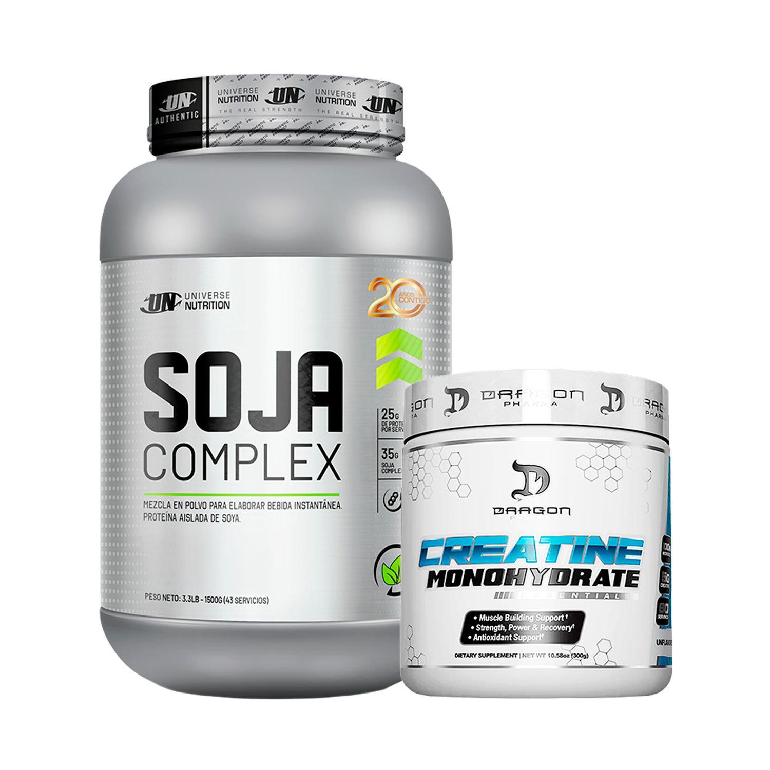 PACK Proteína Vegana Soja Complex + Creatina Dragon Pharma