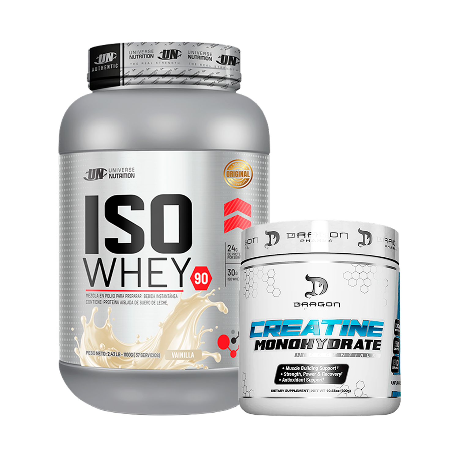 PACK Proteína Iso Whey UN + Creatina Dragon Pharma