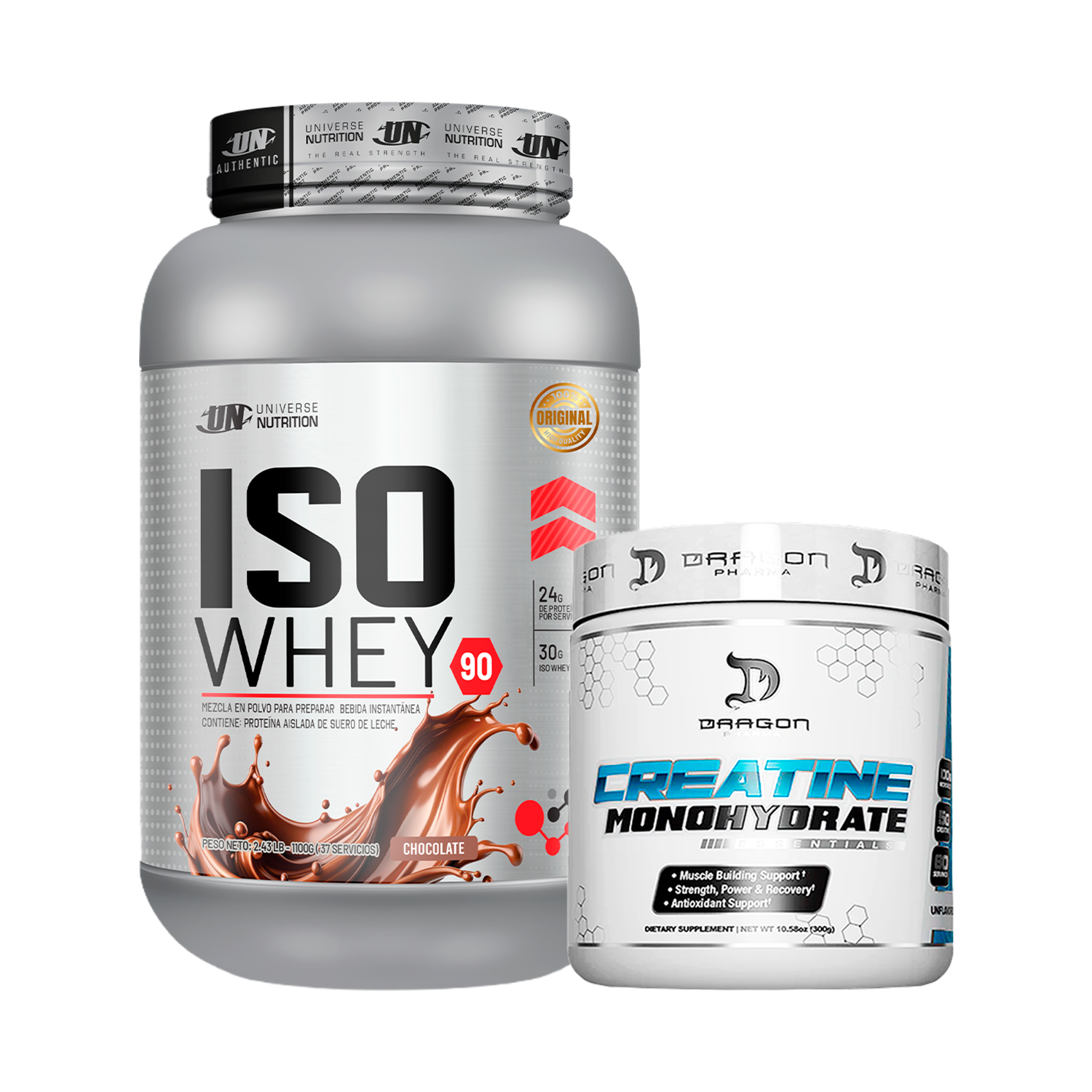 PACK Proteína Iso Whey UN + Creatina Dragon Pharma