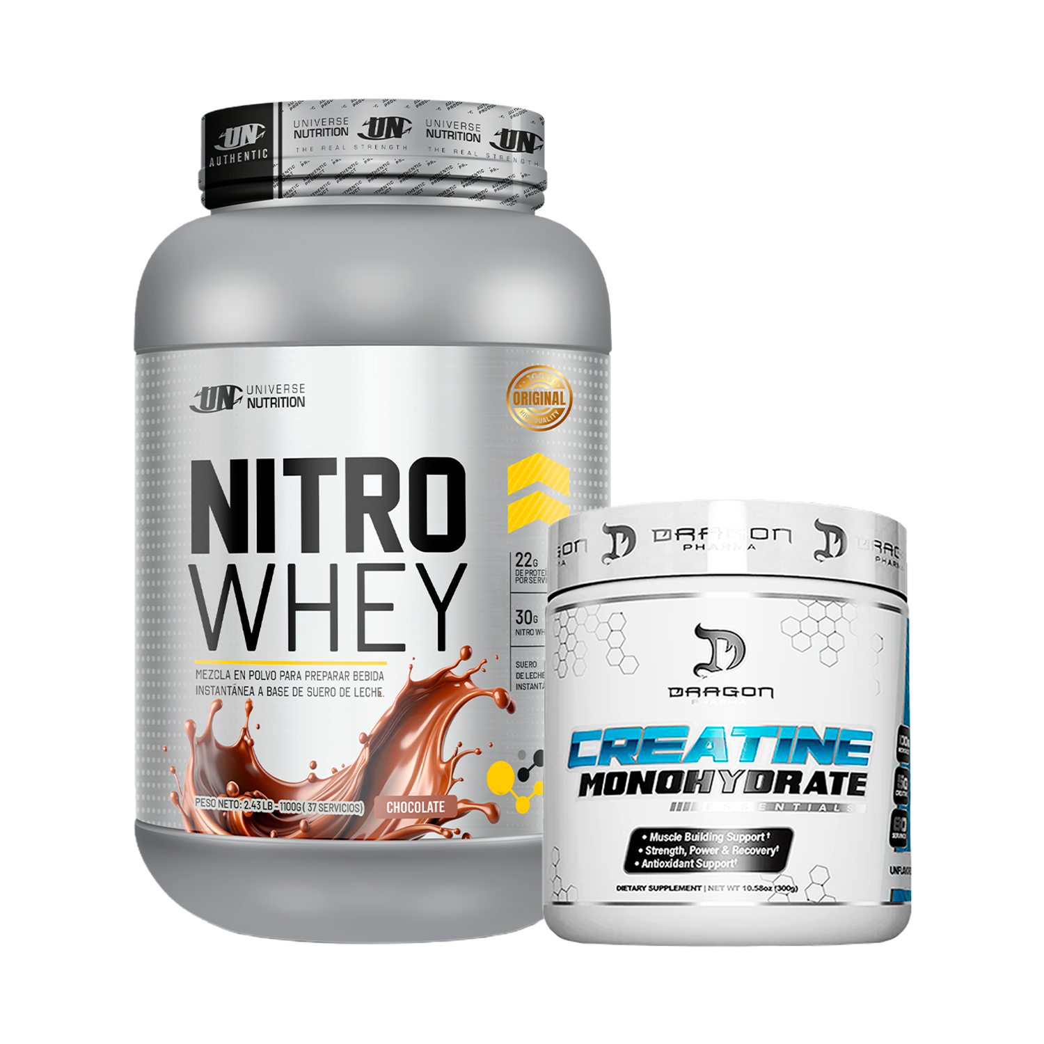 PACK Proteína Nitro Whey UN + Creatina Dragon Pharma