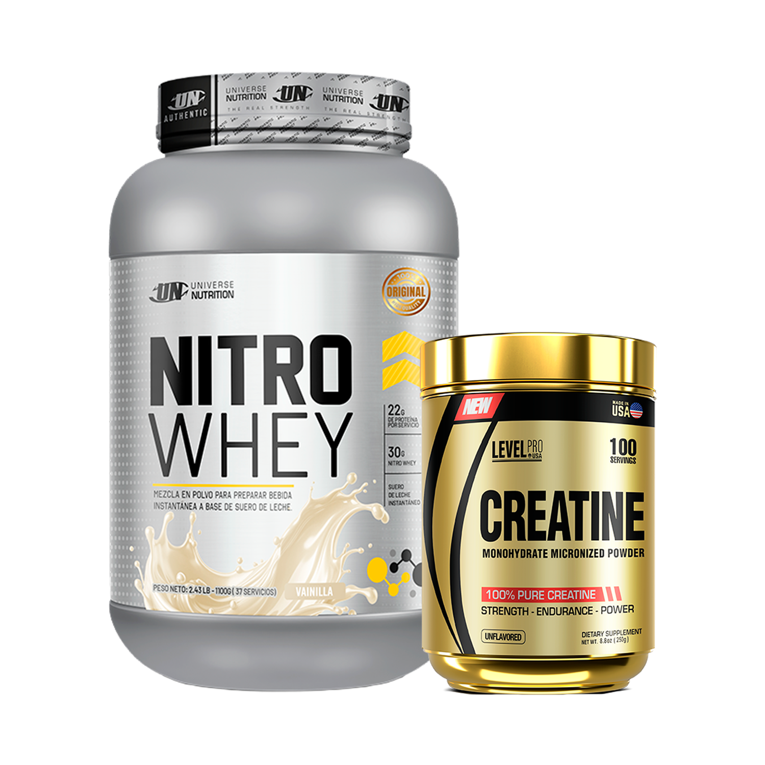PACK Proteína Nitro Whey UN + Creatina Level Pro