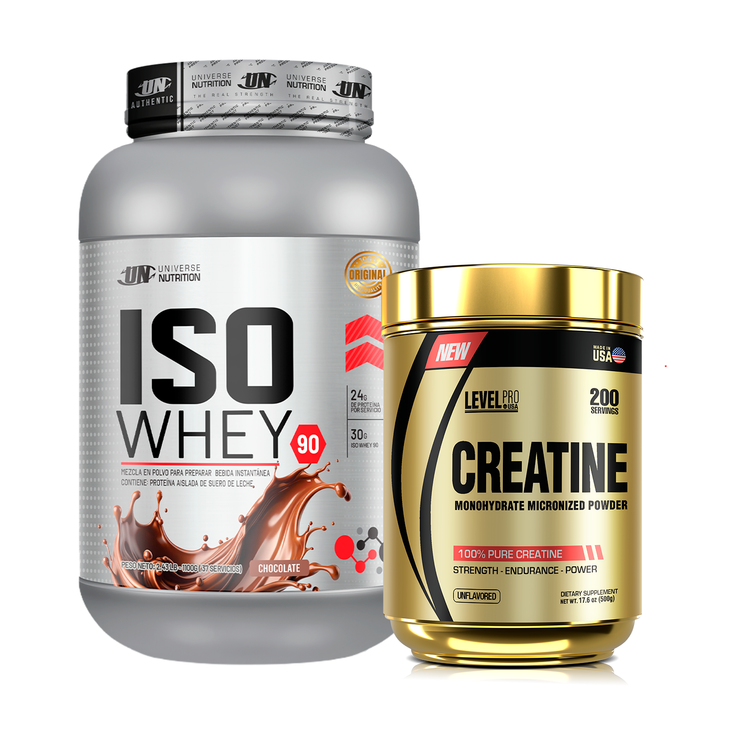 PACK Proteína Iso Whey UN + Creatina Level Pro