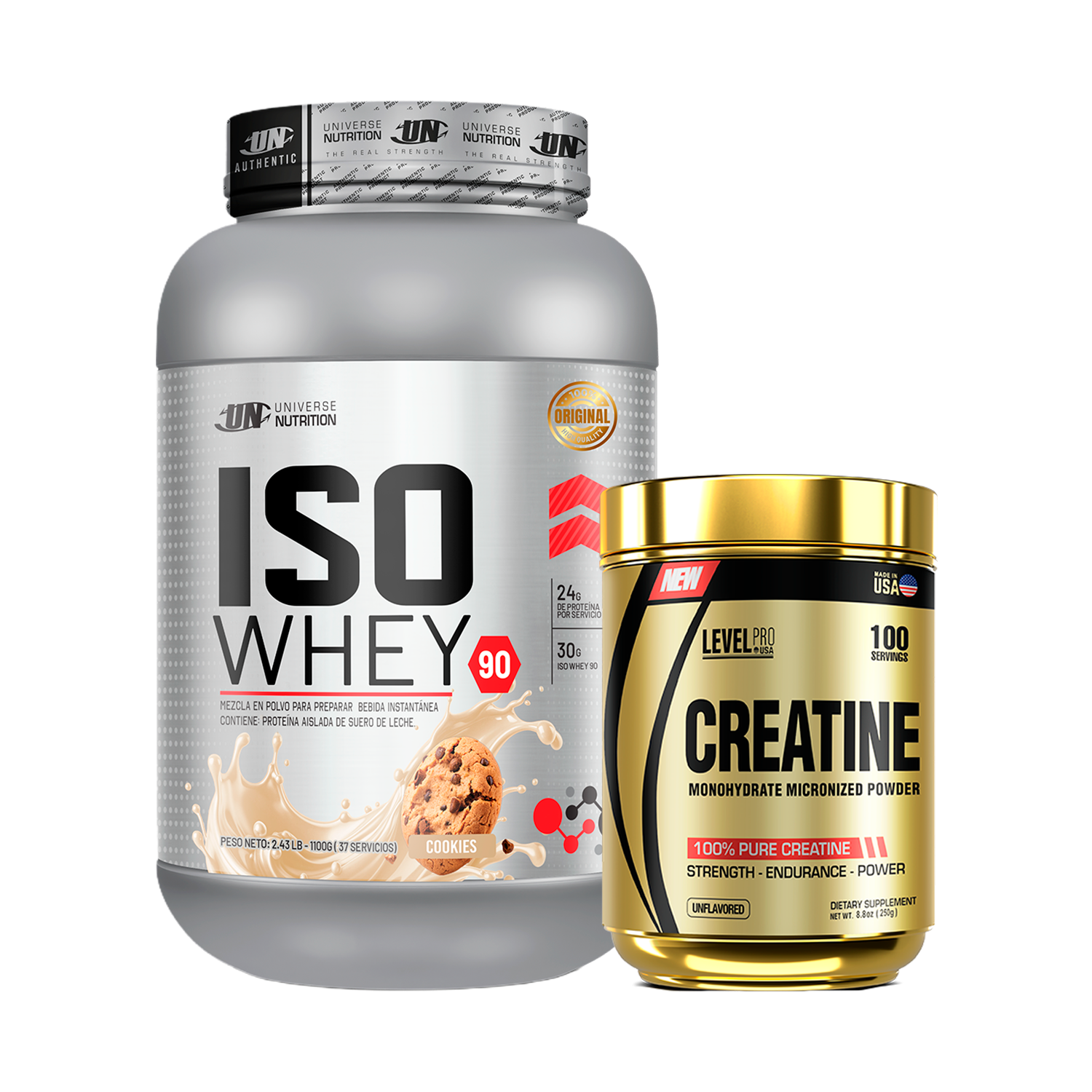PACK Proteína Iso Whey UN + Creatina Level Pro