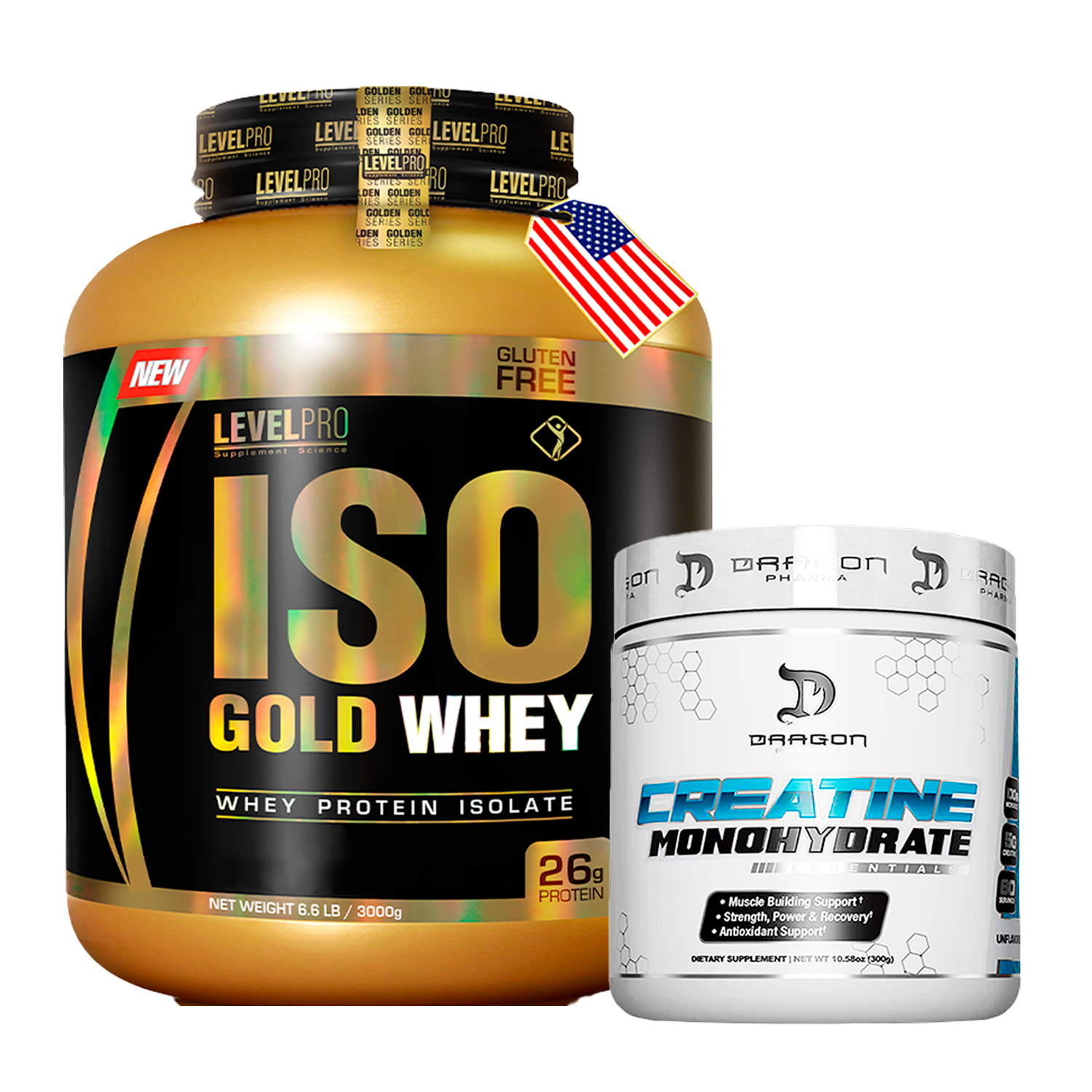 PACK Iso Gold Whey Level Pro + Creatina Dragon Pharma