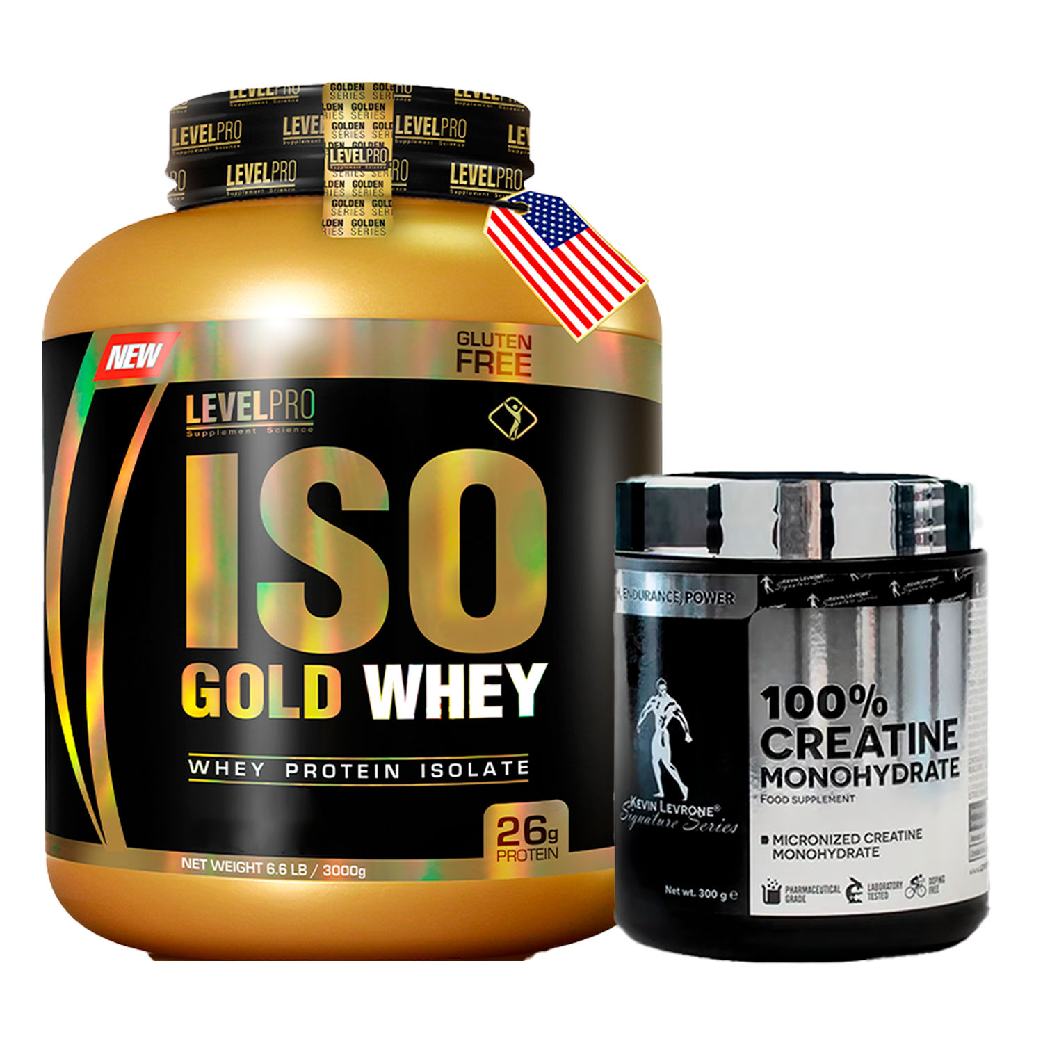 PACK Iso Gold Whey Level Pro + Creatina Kevin Levrone