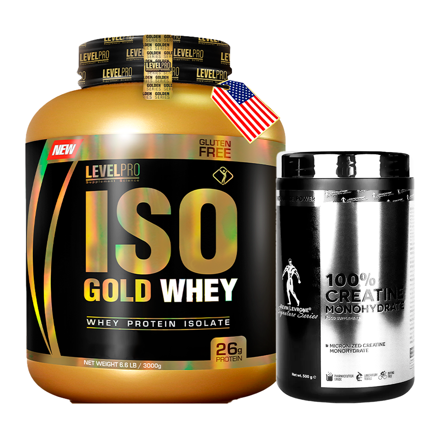 PACK Iso Gold Whey Level Pro + Creatina Kevin Levrone