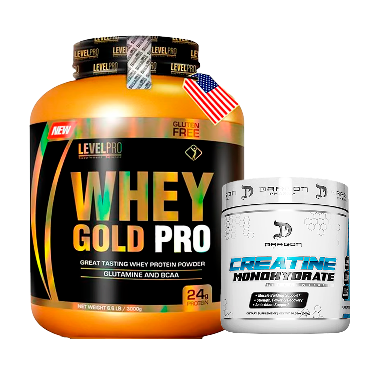 PACK Whey Gold Pro Level Pro + Creatina Dragon Pharma