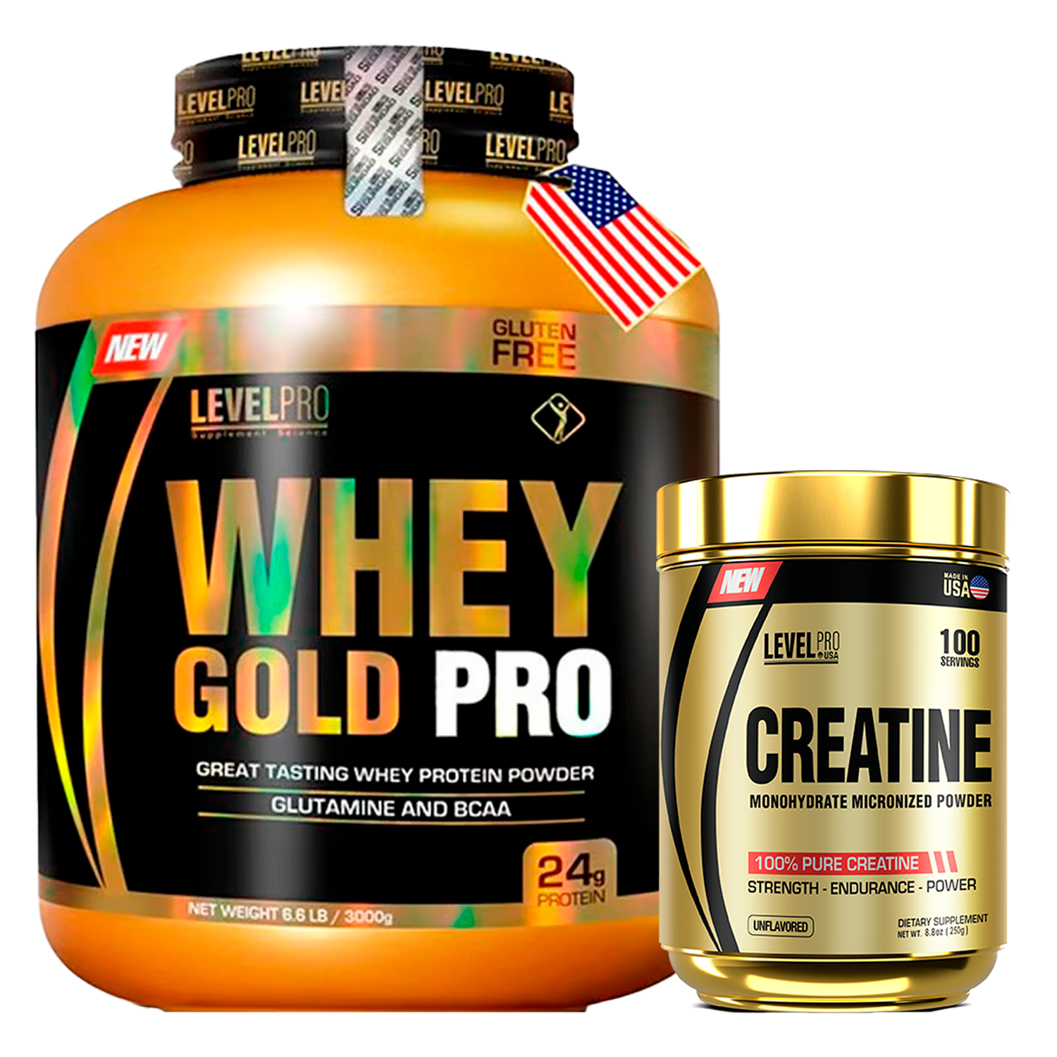 PACK Whey Gold Pro Level Pro + Creatina Level Pro