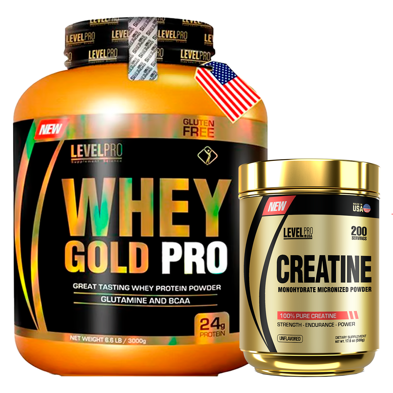 PACK Whey Gold Pro Level Pro + Creatina Level Pro